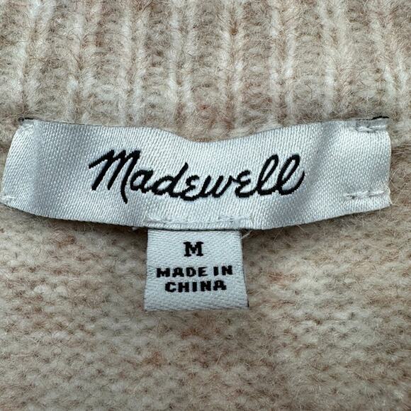 Madewell Sweater Womens Medium Tan Wool Camel Blend Cedarbrook Neutral Cozy Knit - Picture 6 of 11